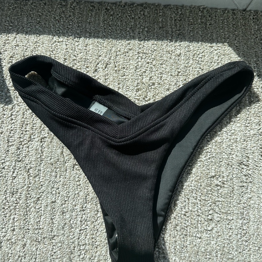 SHEIN Black Ribbed Swim Bottom